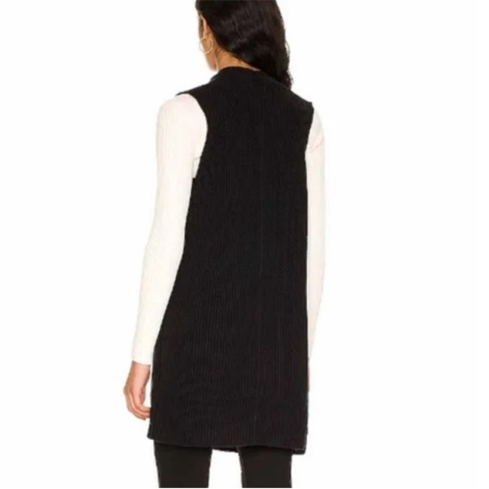 Splendid Medium Sweater Vest Juliet Rib Open Front Sweater Vest in Black NWT